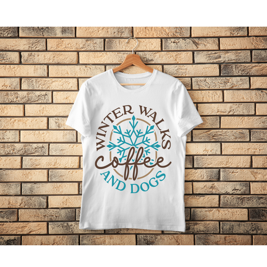 Unisex Classic Winter Walks Coffee & Dogs T-Shirt