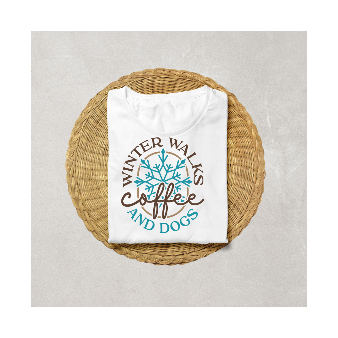 Unisex Classic Winter Walks Coffee & Dogs T-Shirt