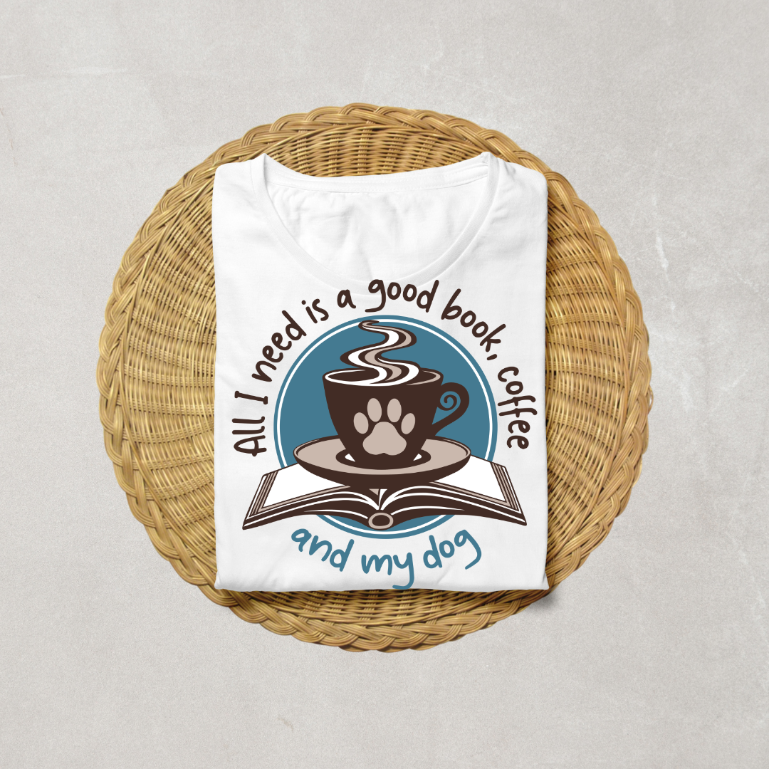 Unisex Classic Book, Coffee & My Dog T-Shirt